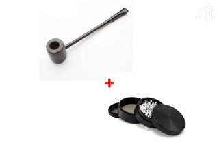 Ebony Smoke Pipe And Metal Grinder / Crusher