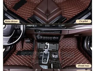 4D High Quality Brown Luxury Leather Car Floor Mat Carpet