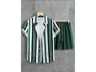 Men's Striped Shirt And Shorts