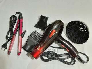 Hair Dryer With Comb + Straightener Curler
